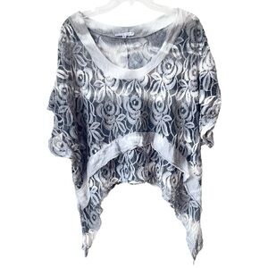 Tempo Paris Lace Blouse XL Boho Artsy‎ Sheer